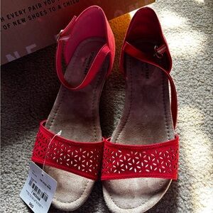 St. John Red Open-Toe Heels